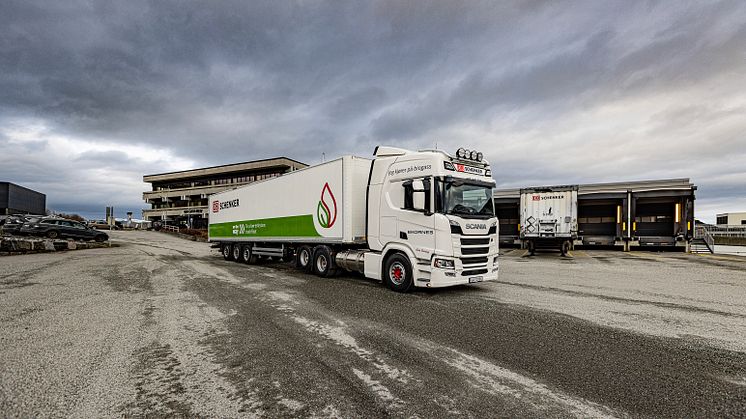 Den nye biogassbilen er endlig på veien med varer for Ekornes