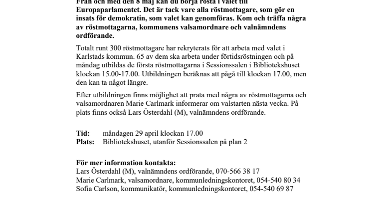 Pressinbjudan: Kom och träffa röstmottagarna i EU-valet