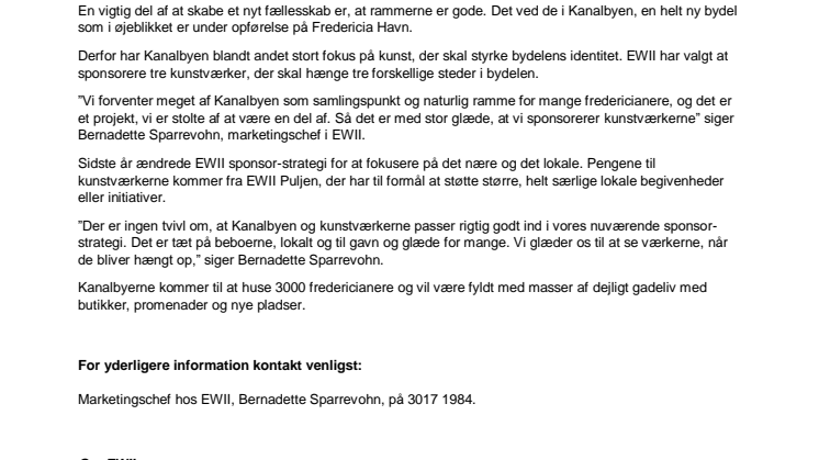 EWII sponsorerer kunst i Kanalbyen 