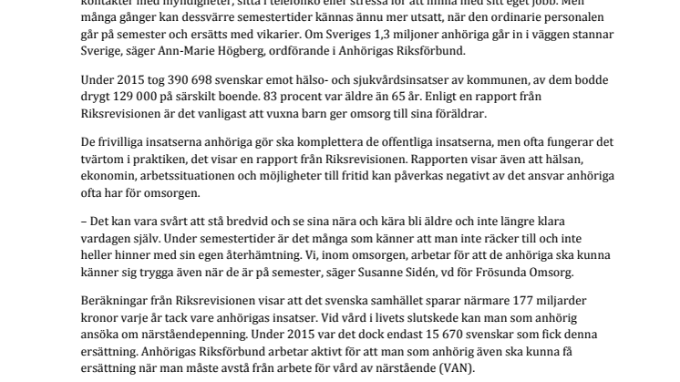 Sommaren svår tid för anhöriga 