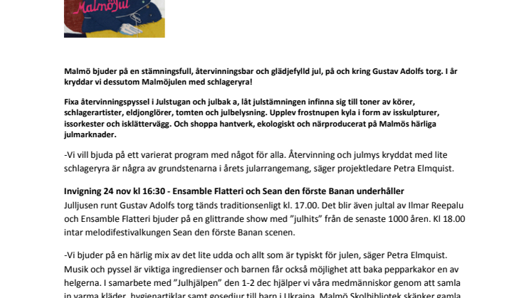 Hitta din Malmöjul! Schlagerkryddad julstämning i Malmö city.