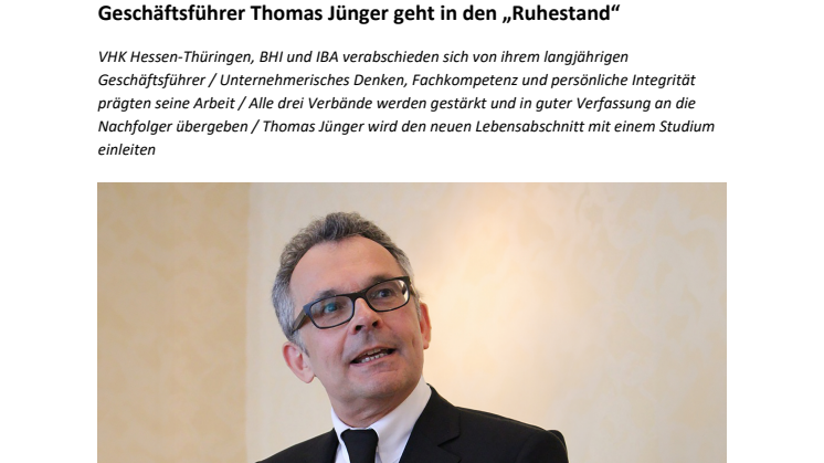 In drei Verbänden geht eine Ära zu Ende:  Geschäftsführer Thomas Jünger geht in den „Ruhestand“