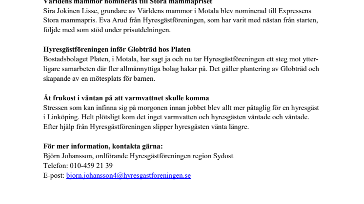 ​Hyresgästföreningen summerar 2019 i Östergötland