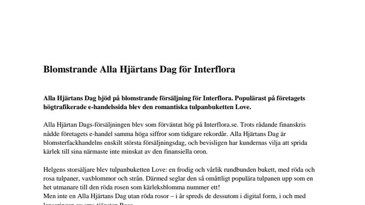 Blomstrande Alla Hjärtans Dag för Interflora