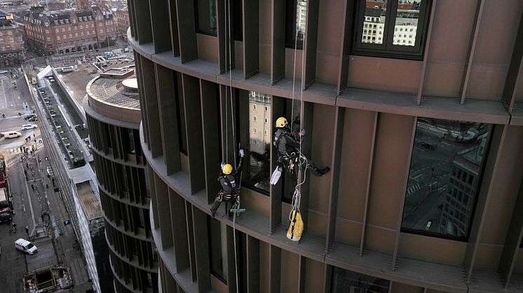 Arbejdsklatrerne fotograferet fra en drone 