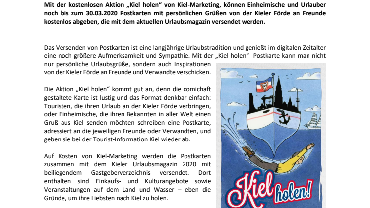 Kostenlose Postkartenaktion holt Freunde nach Kiel