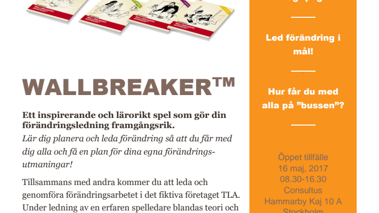 Inbjudan Wallbreaker 16:e maj i Stockholm