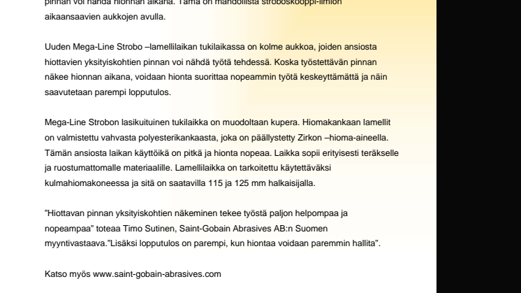 Uudella lamellilaikalla hiontapinta näkyy
