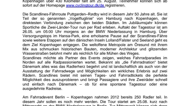Stadt, Rad, Schiff – Scandlines präsentiert deutsch-dänische Fahrradevents