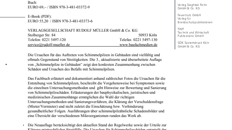 Schimmelpilze in Gebäuden