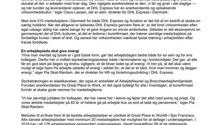 Medarbejderpleje fortsætter med at være en succes for kurerfirma