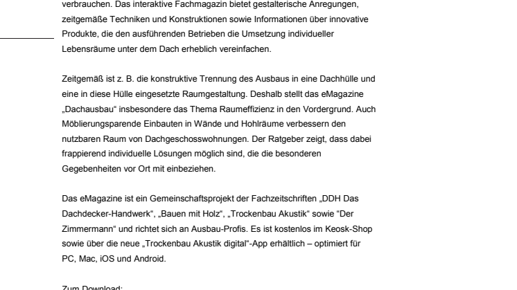 eMagazine "Ratgeber Dachausbau"