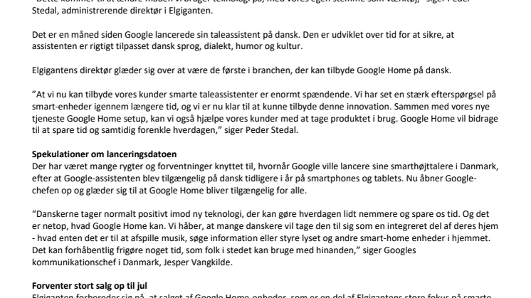 Hey Google! Nu kommer Googles smarte højttalere med dansk taleassistent til Elgiganten