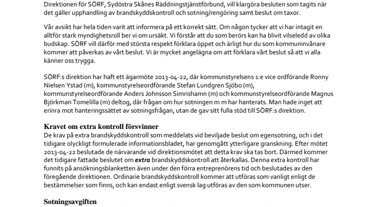 Öppet brev om sotning i Sydöstra Skåne