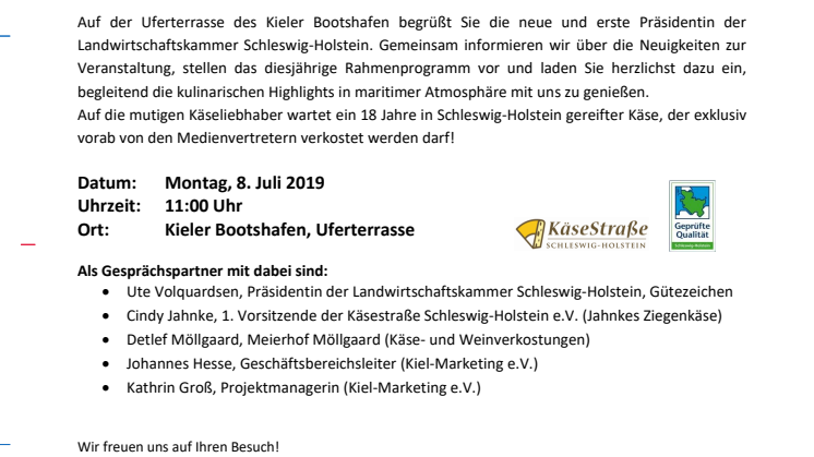 Einladung: Presse- und Fototermin zu "Käse trifft Wein"