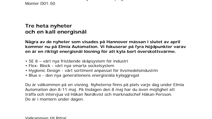 Tre heta nyheter och en kall energisnål