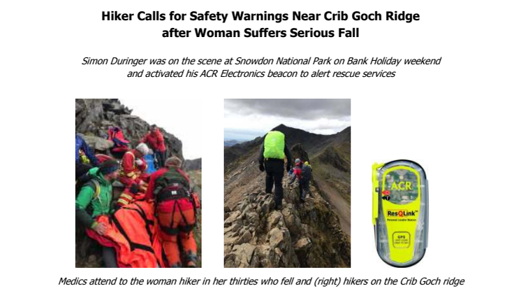 Hiker Calls for Safety Warnings Near Crib Goch Ridge after Woman Suffers Serious Fall