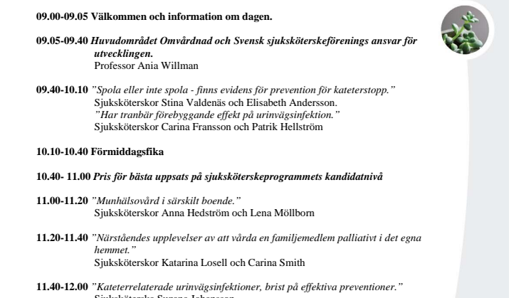 Program för vårdforskningens dag 2010 på BTH