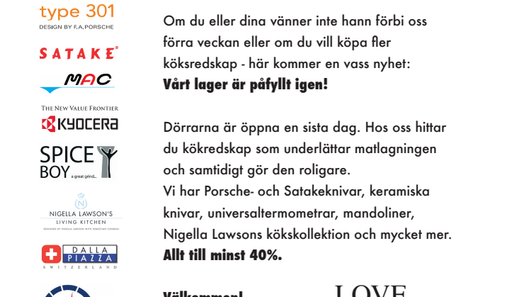 EXTRA UTFÖRSÄLJNING