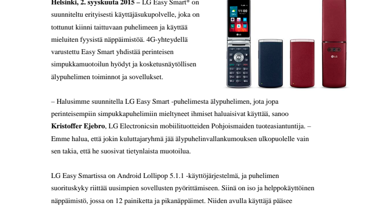LG EASY SMART – ÄLYKÄS SIMPUKKAPUHELIN KOSKETUSNÄYTÖLLÄ