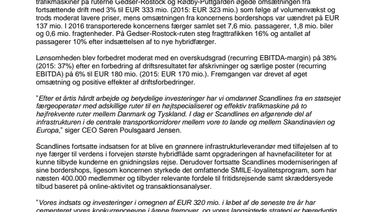 Scandlines er mere konkurrencedygtig end nogensinde efter stærkt 2016