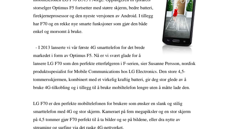 NÅ KOMMER LG F70 TIL NORGE, EN NY PRISVENNLIG 4G-MOBIL