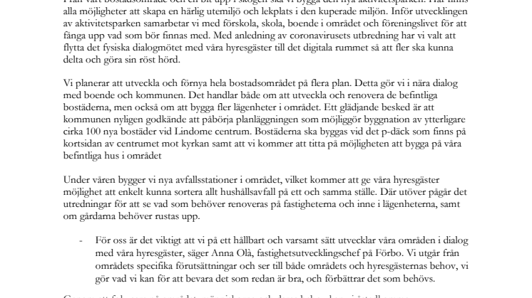 Förbo satsar i Lindome!