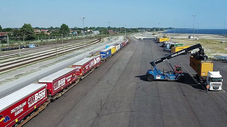 Intermodal terminal i Trelleborgs Hamn med 750 m järnvägsspår