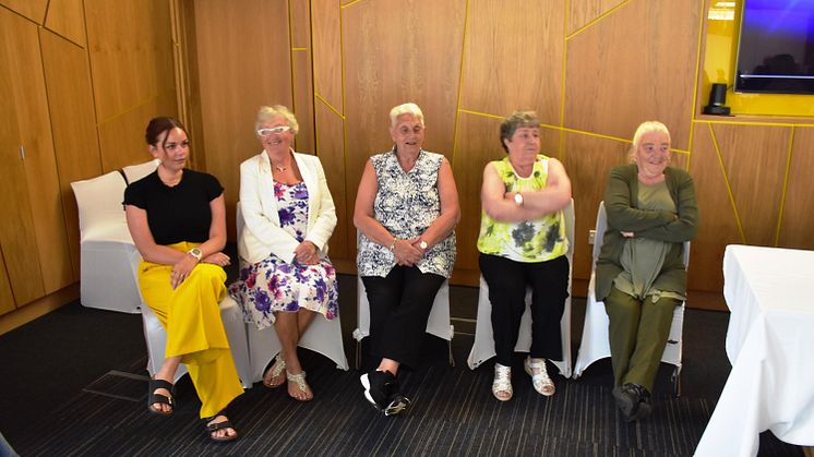 Stars of Karen Dunbar's School of Rap in Saracen House, Possilpark