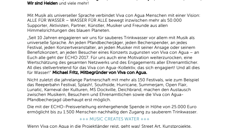 Der ECHO für soziales Engagement – 25.000 Euro für sauberes Trinkwasser