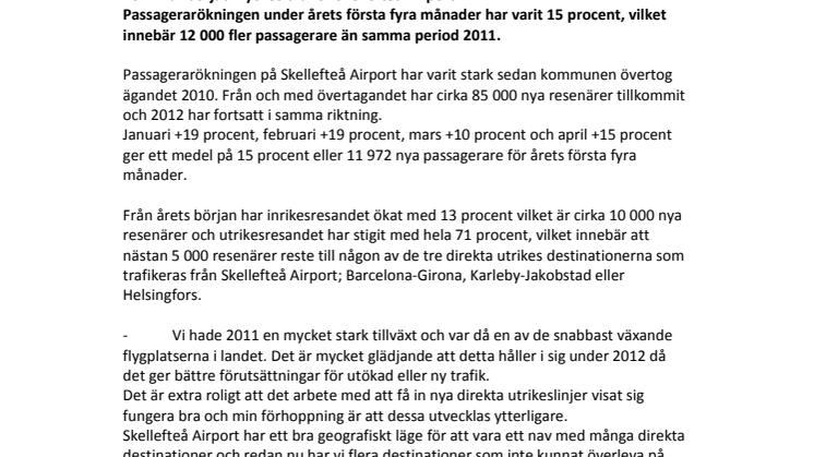 12 000 nya passagerare på Skellefteå Airport