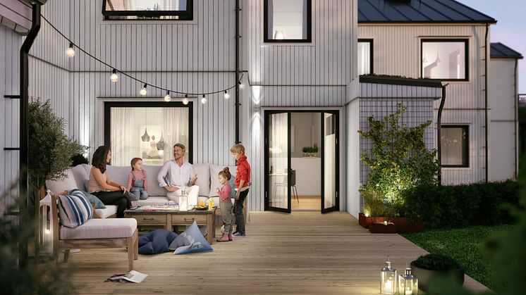 Hammarskaftet - 3D-bild av husens baksida.
