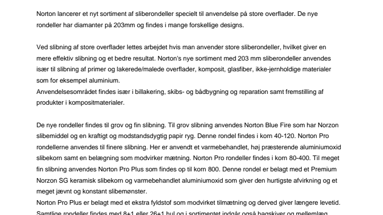 Store sliberondeller til store overflader fra Norton