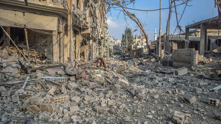 Förödelsen efter en attack i Douma i östra Ghouta. 
