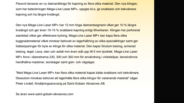 Effektivare kapning av flera olika material med en och samma diamantklinga