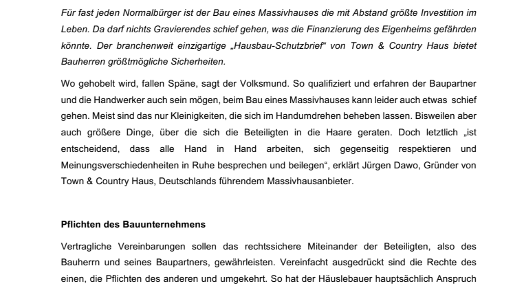 Rechte & Pflichten beim Massivhausbau