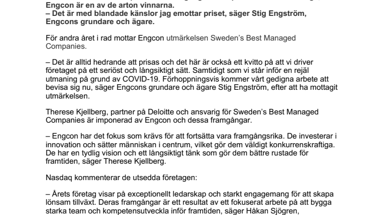 Engcon får återigen pris som ett av Sveriges bäst skötta företag – ett kvitto på seriöst och långsiktigt företagande