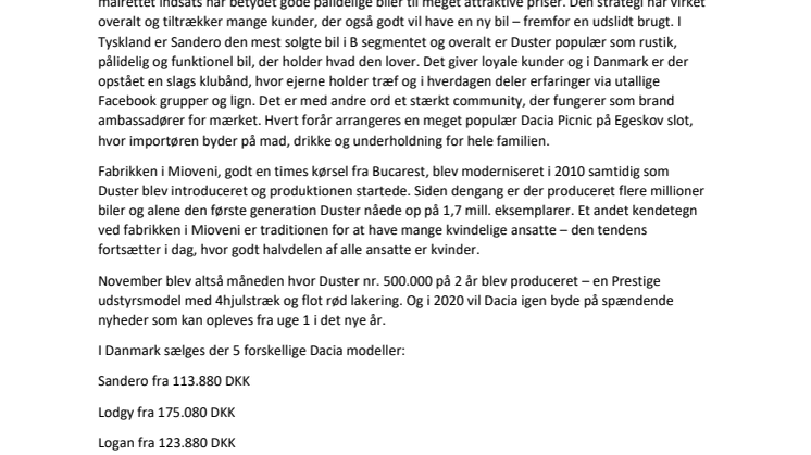 En ny Duster hvert minut