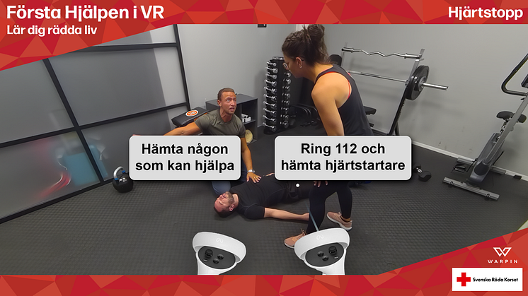 Ur VR-utbildningen Första hjälpen som socialtjänstens vård- och omsorgspersonal kommer prova.  Foto: Warpin Reality och Svenska Röda Korset