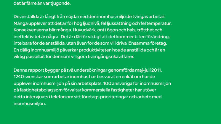 Inomhusmiljön på svenska arbetsplatser av Schneider Electric