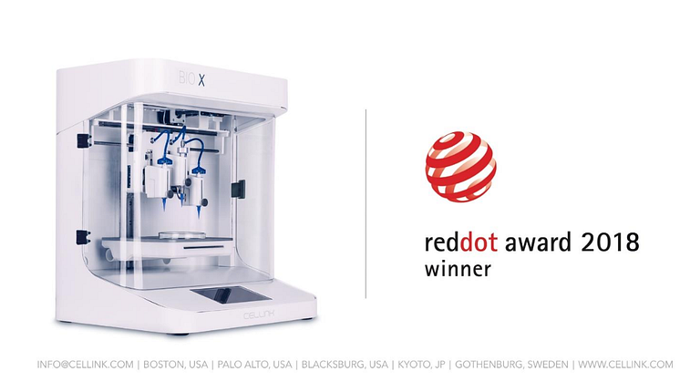 CELLINK vinner prestigefyllda "Red Dot Award" för sin 3D-bioprinter BIO X