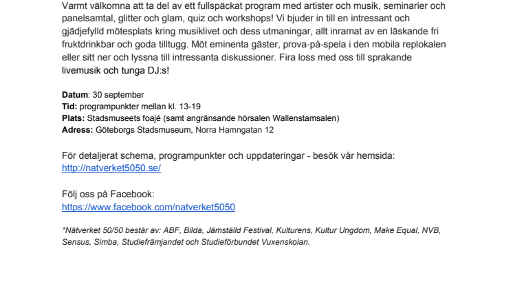 Välkommen till Göteborgs festligaste 10 årsjubileum med Nätverket 50/50!