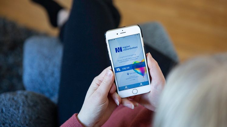 Ungdomsmottagning Västerbotten app, liggande bild.