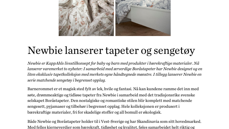 Newbie lanserer tapeter og sengetøy