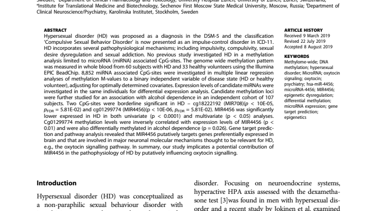 Vetenskaplig artikel i Epigenetics