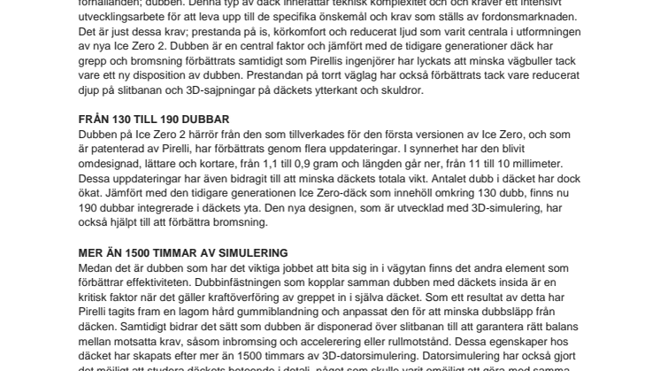 PIRELLI ICE ZERO 2, DET FÖRSTA DÄCKET SOM DESIGNATS UTIFRÅN  DUBB FÖR EXTREMA VINTERFÖRHÅLLANDEN 