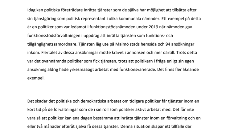Karenstid vid anställning av tidigare politiker