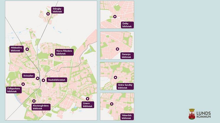Informationspunkter kan aktiveras på kommunhuset Kristallen, Stadsbiblioteket och biblioteken på Klostergården, Folkparken, Nöbbelöv, Linero, Norra Fäladen, Stångby och i Dalby, Genarp, Södra Sadnby och Veberöd.