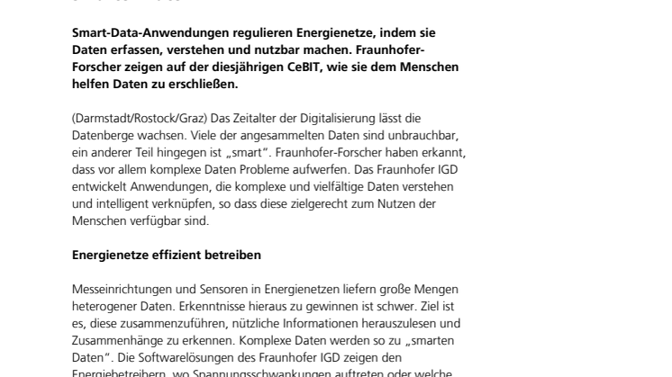 CeBIT 2015: Bessere Energienetze dank smarter Daten