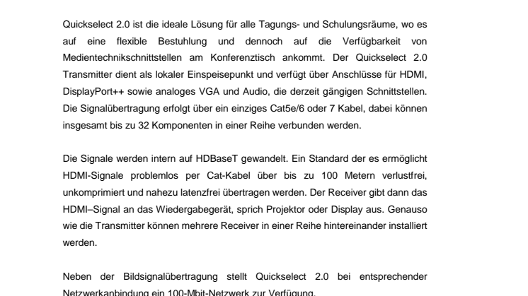 Quickselect 2.0: Schnelle Verbindung ohne Hindernisse